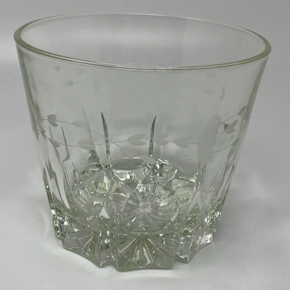 Princess House Clear Crystal Ice Bucket Heritage Floral Etched Design 6